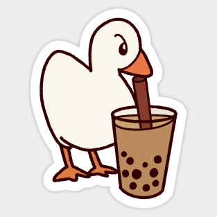 Duck Drinking Boba Tea Sticker